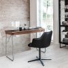 Skovby #130 Desk with steel underframe – White nano laminate top. Oak white oil. Brushed steel legs