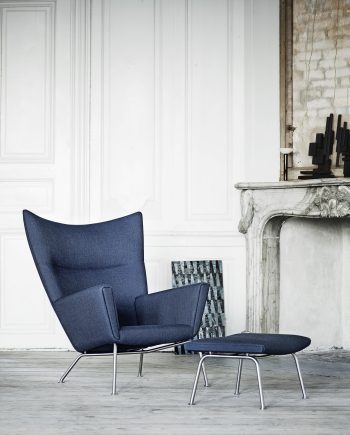 CH445 Wing Chair and CH446 Footstool by Hans Wegner | Carl Hansen & Son | Canvas 794 Fabric | In-situ